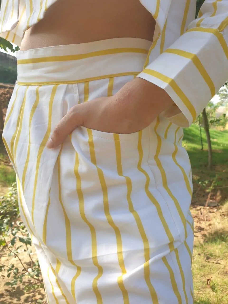 Yellow Striped Parallel Pants