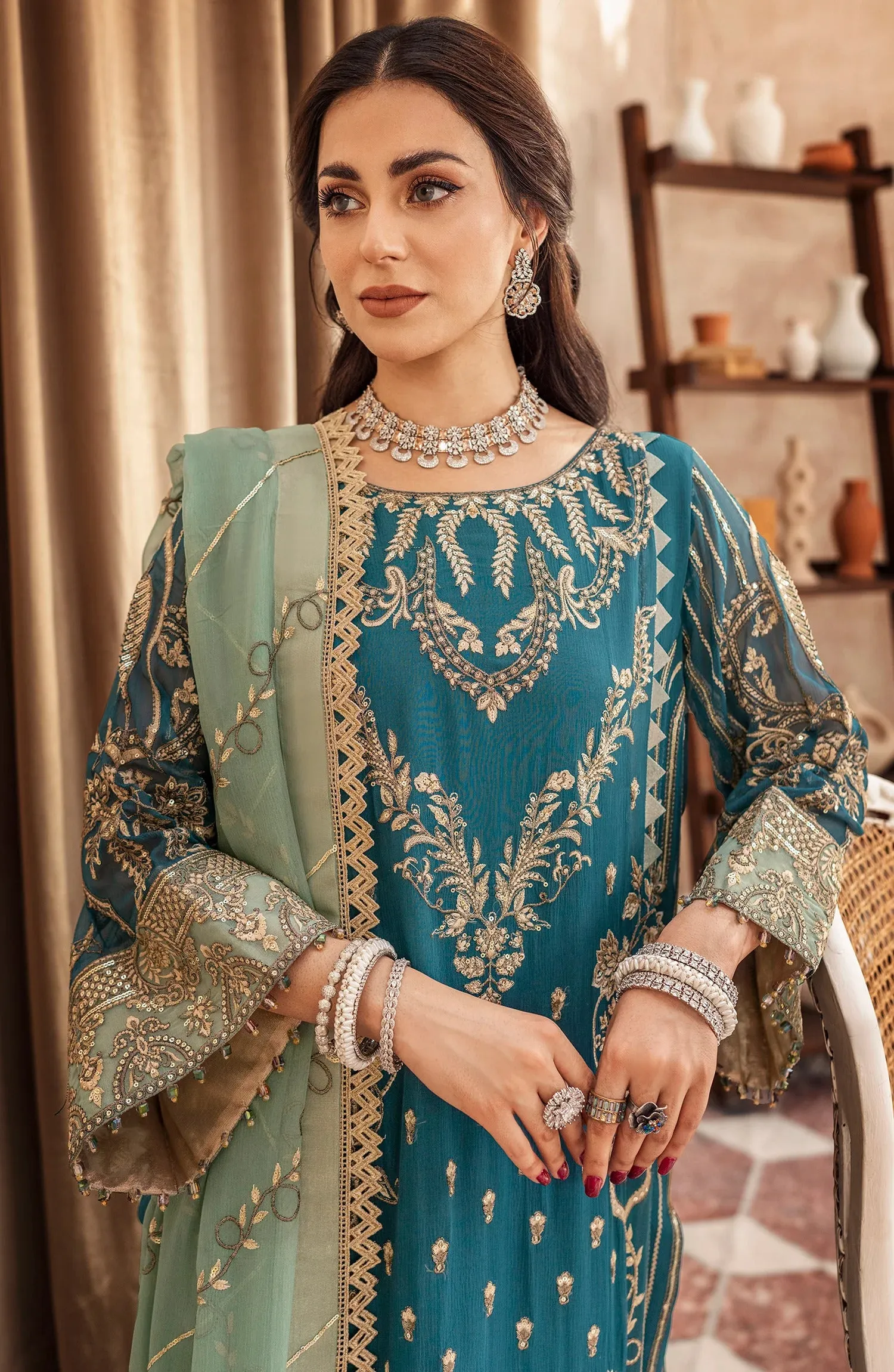 Zainab by Mashq Unstitched 3 Piece Luxury Chiffon Collection'2023-QFD-0066