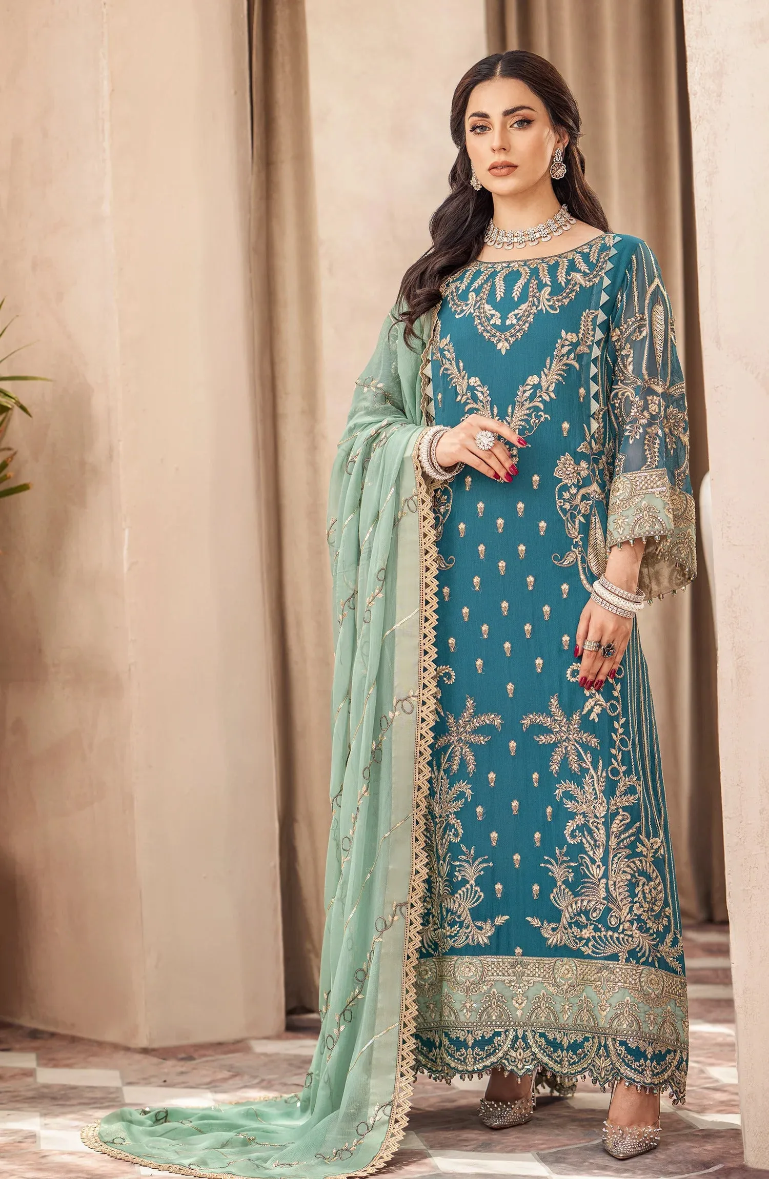 Zainab by Mashq Unstitched 3 Piece Luxury Chiffon Collection'2023-QFD-0066