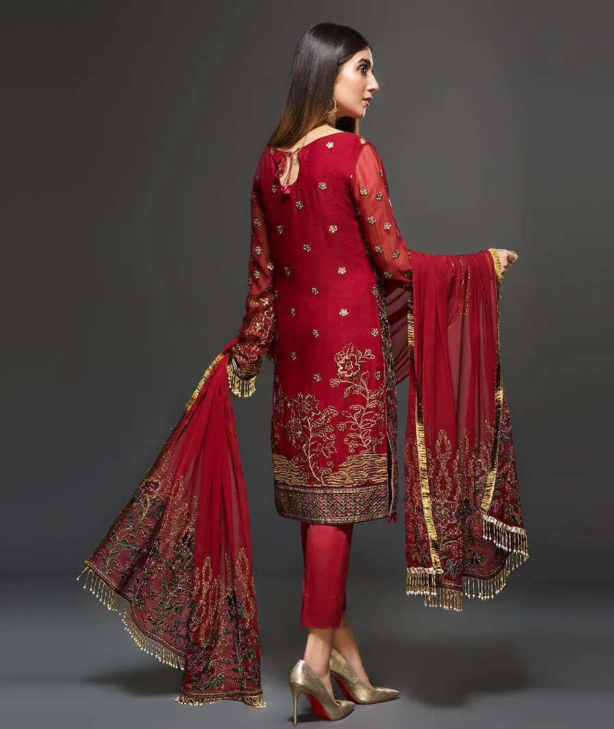 Zarif Embroidered Chiffon Collection 2019 – Rouge