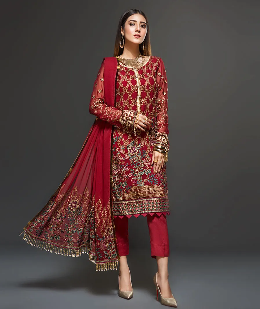 Zarif Embroidered Chiffon Collection 2019 – Rouge