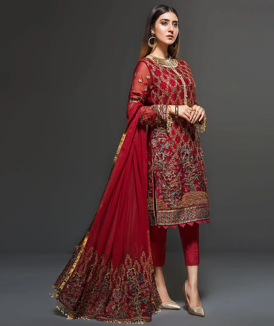 Zarif Embroidered Chiffon Collection 2019 – Rouge