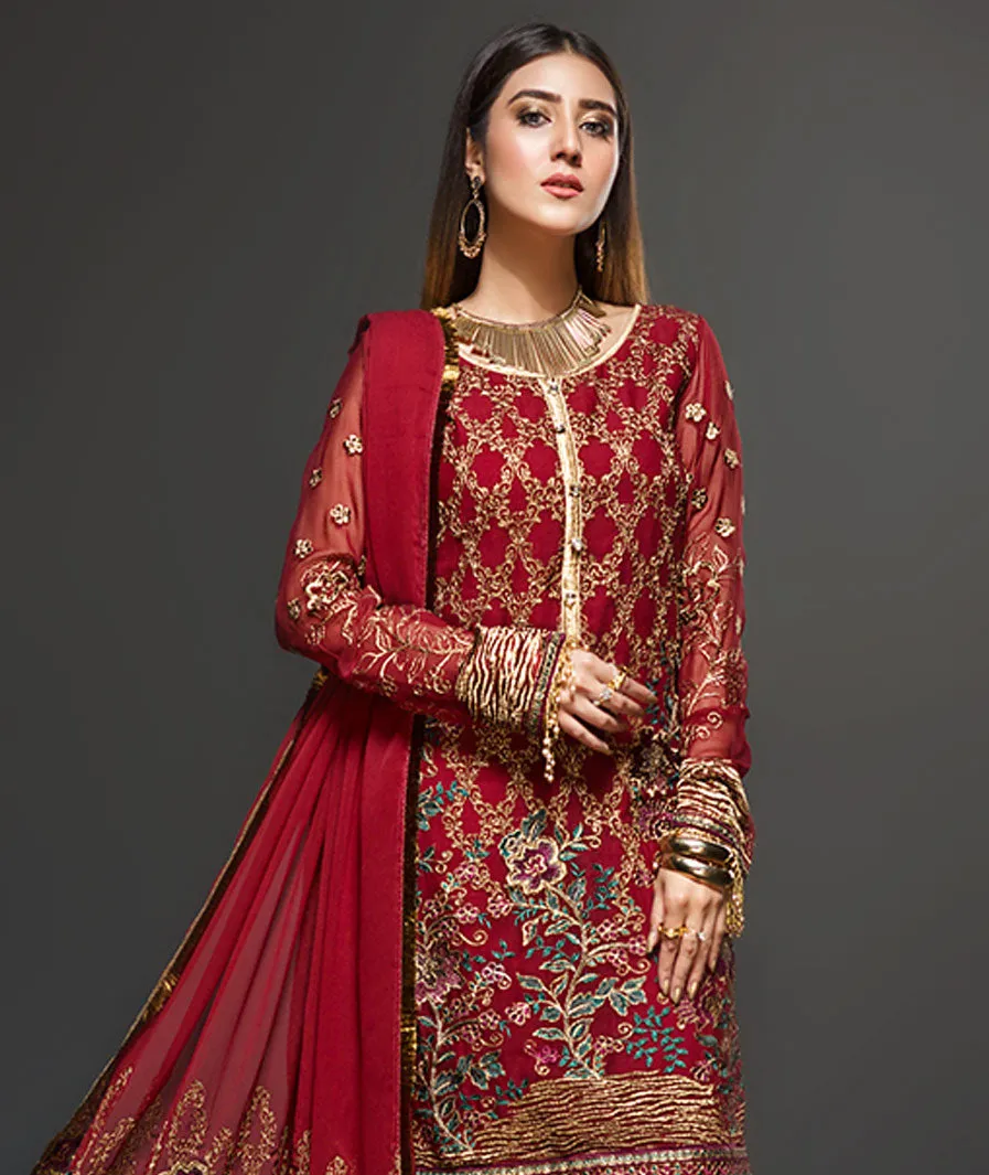 Zarif Embroidered Chiffon Collection 2019 – Rouge